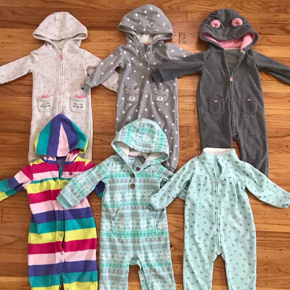 Baby girl one piece coveralls set.
